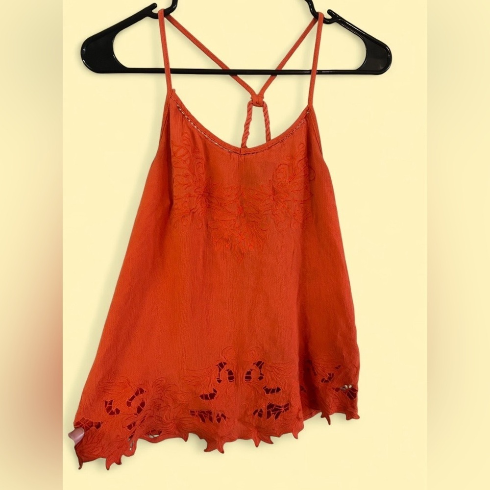 Miss Me Orange Embroidered Tank Top - Size Small